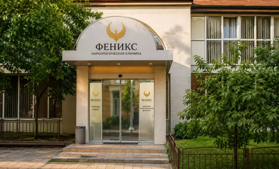 Вход в наркологическую клинику «Феникс» в Макарове